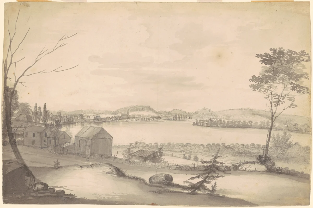 Study for "View of Springfield on the Connecticut River" by Alvan Fisher, drawing, 1814-1824