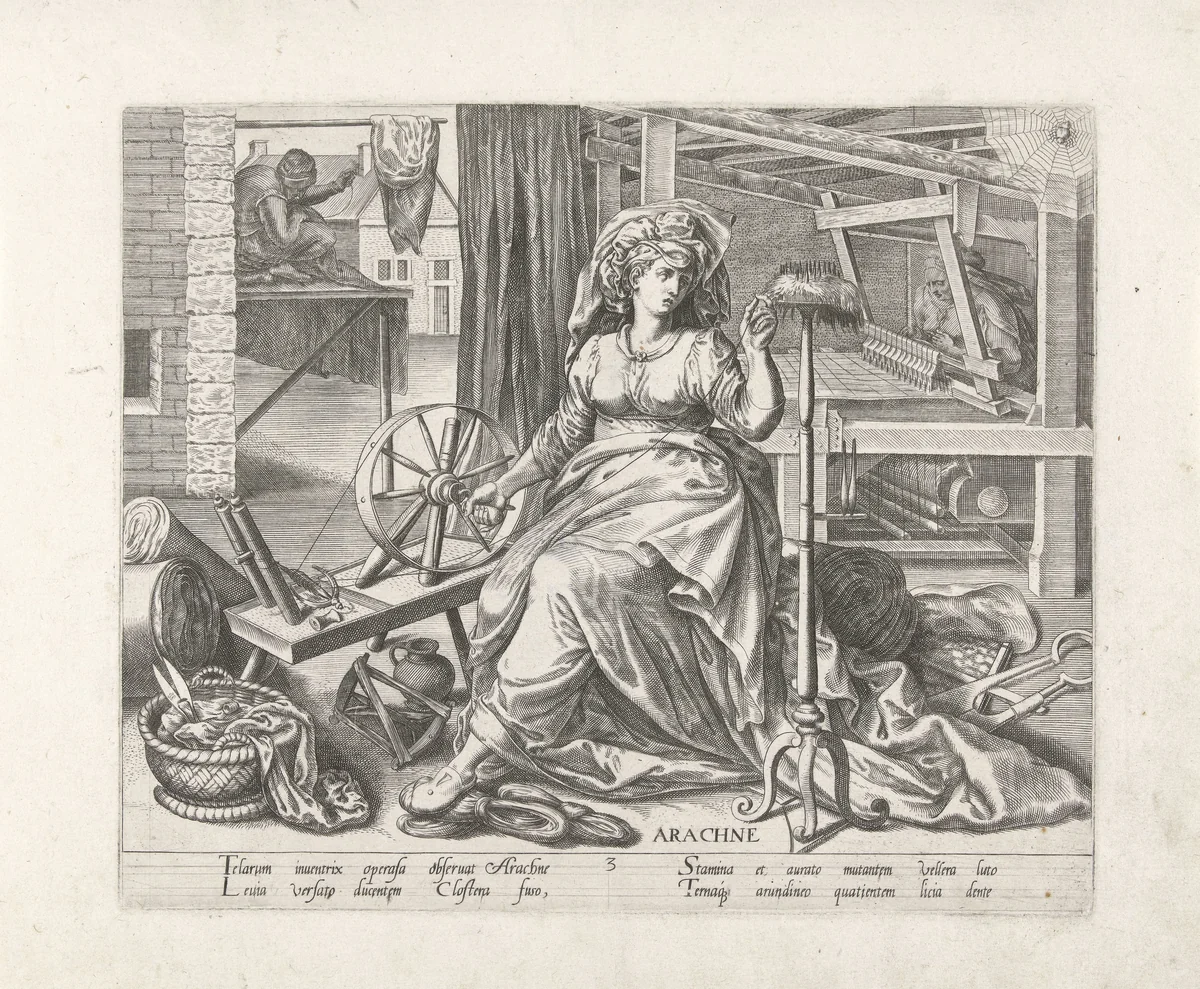 Weefkunst by Philips Galle, print, 1574