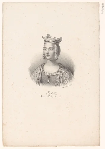 Portret van Isabella van Henegouwen by anonymous, print, 1818-1842