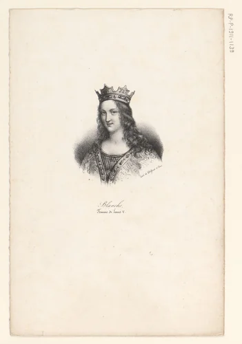 Portret van Adelheid-Blanche van Anjou by anonymous, print, 1818-1842