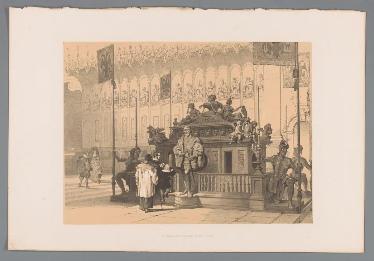 Graftombe van keizer Lodewijk de Beier te München by Louis Haghe, print, 1845