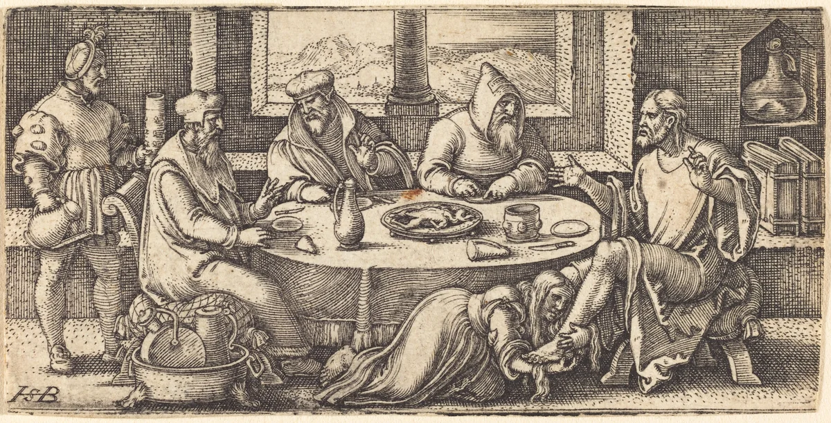 Christ at the Table of Simon the Pharisee by Sebald Beham, print, 1538-1540