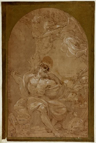 Study for Saint Jerome by Ludovico Carracci, drawing, 1598-1699