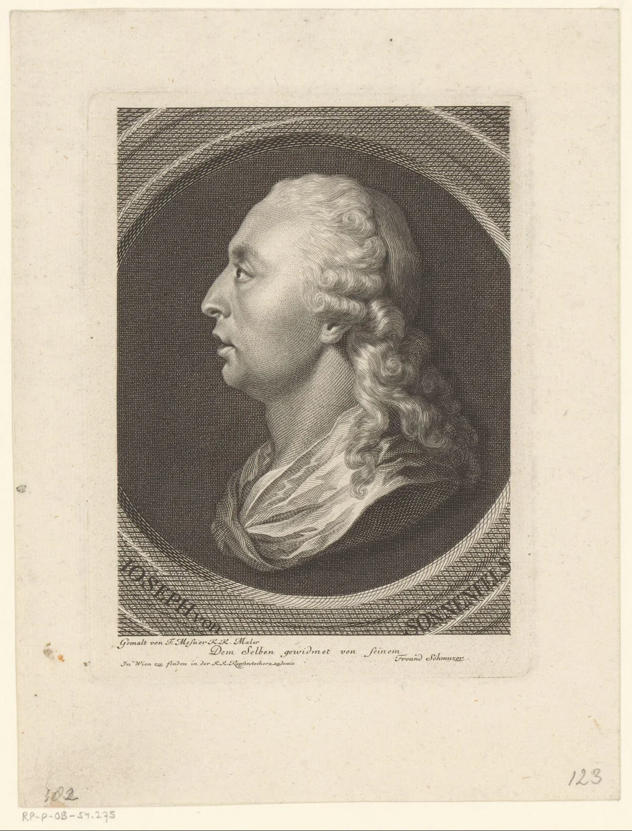 Portret van Joseph von Sonnenfels by Jakob Matthias Schmutzer, print, 1743-1811