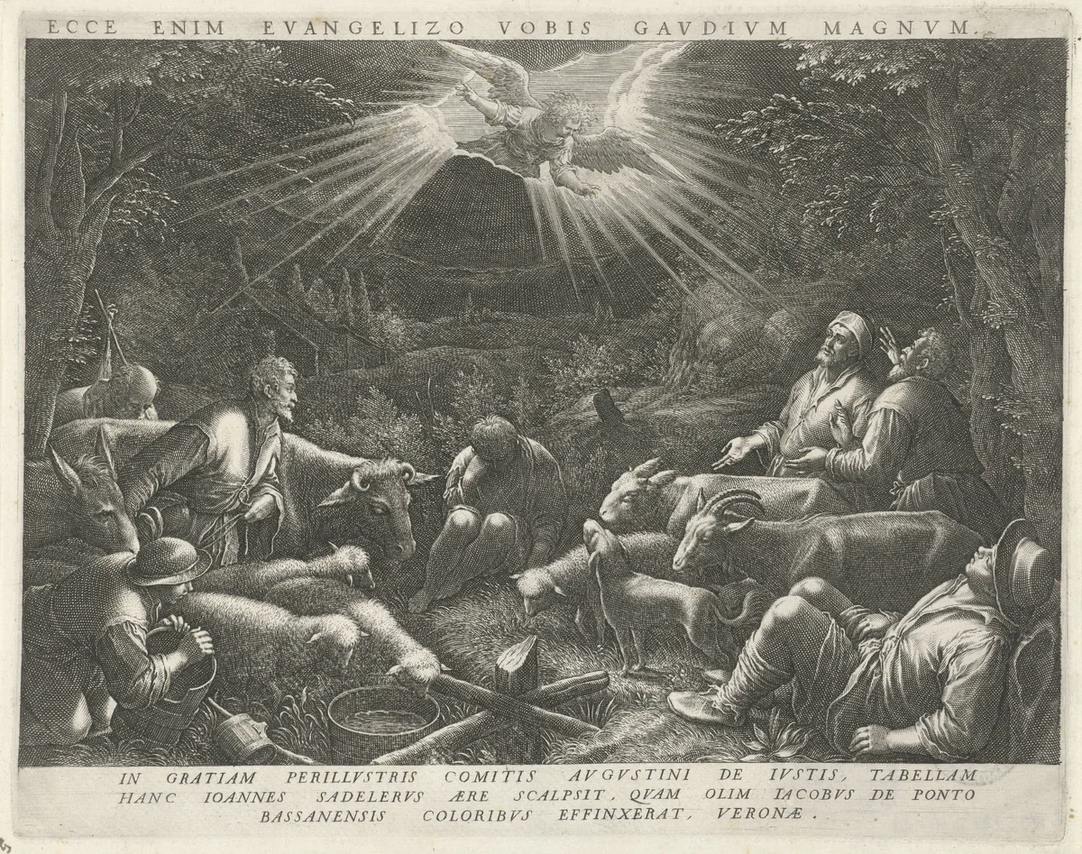 Verkondiging aan de herders by Unknown, print, 1560-1600