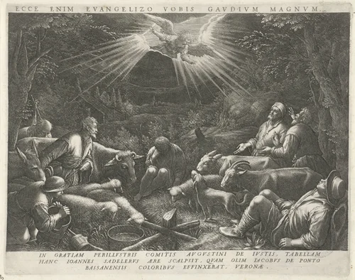 Verkondiging aan de herders by Unknown, print, 1560-1600