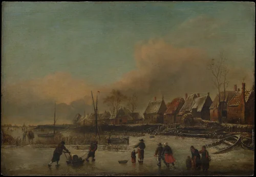 Winter Scene by Jan van de Cappelle, painting, 1644-1679