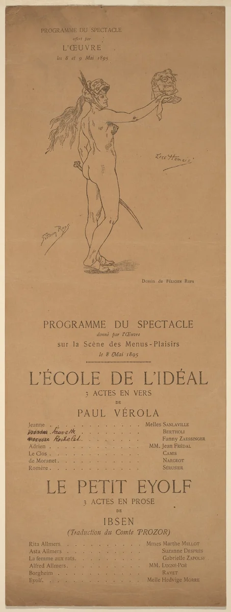 L'Ecole de l'idéal; Le Petit Eyolf by Félicien Rops, print, 1895