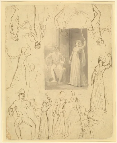 Design for a Book Illustration of Circe and Odysseus [recto] by Thomas Stothard, drawing, 1798-1808