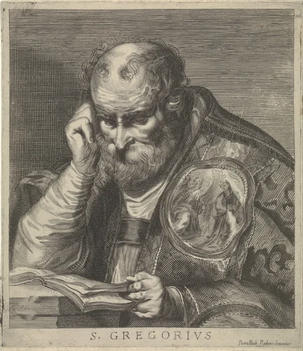 De heilige Gregorius leest een boek by Theodorus van Kessel, print, 1630-1660