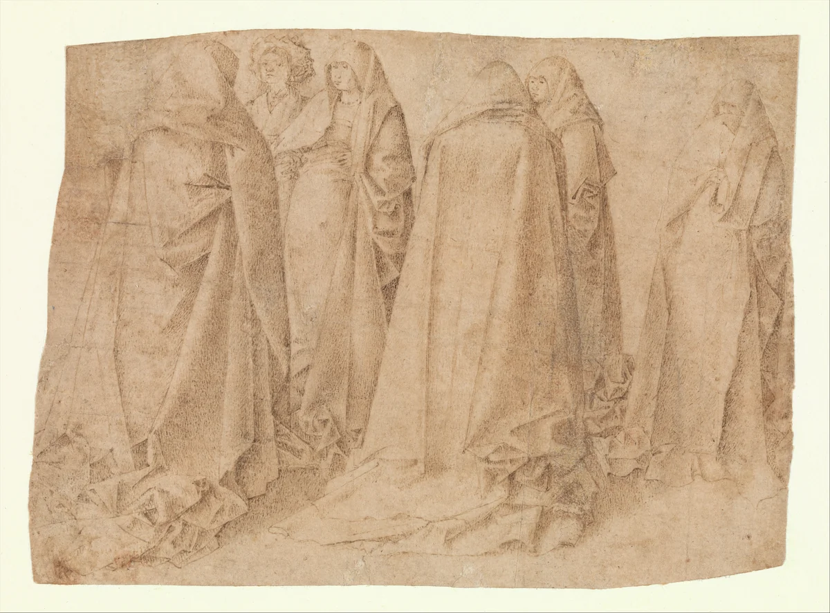 Group of Draped Figures by Antonello da Messina, drawing, 1460-1465