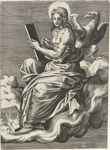 Johannes de evangelist by Pieter van der Heyden, print, 1554