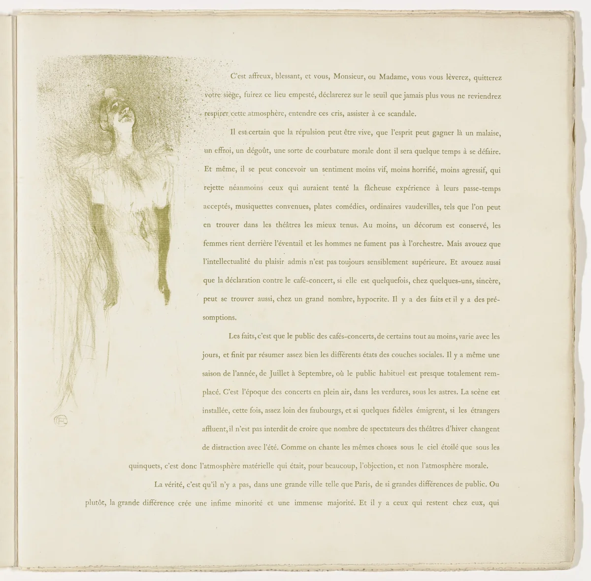 Plate 3 (in-text plate, folio 6) from Yvette Guilbert by Henri de Toulouse-Lautrec, illustrated book, 1894
