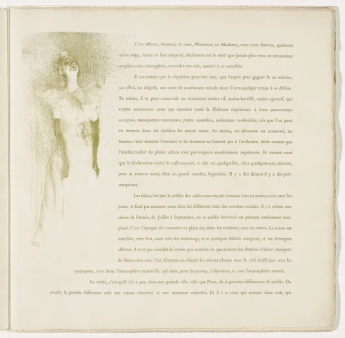 Plate 3 (in-text plate, folio 6) from Yvette Guilbert by Henri de Toulouse-Lautrec, illustrated book, 1894