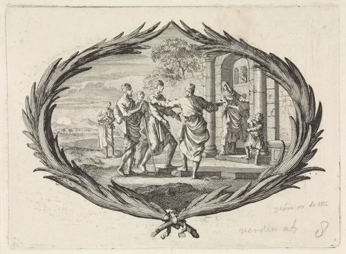 Vreemdelingen herbergen by Jan Luyken, print, 1700