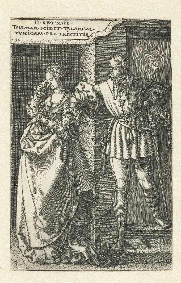 Amnon stuurt Tamar weg by Unknown, print, 1540