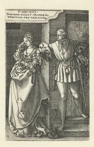 Amnon stuurt Tamar weg by Unknown, print, 1540