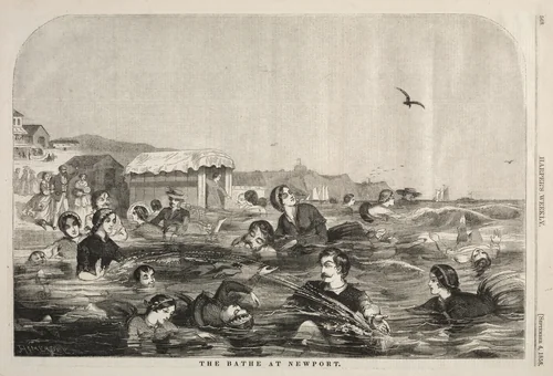 The Baths at Newport by Winslow Homer, print, 1858