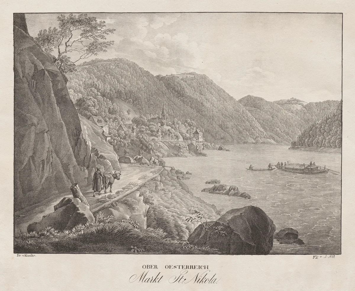 Nieder-oesterreich, Markt St. Nikola by Jakob Alt, print