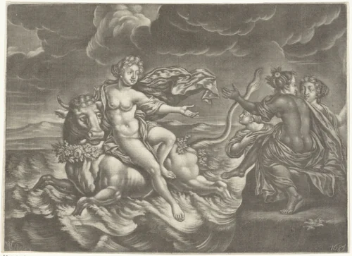 Ontvoering van Europa by Jan van Somer, print, 1681