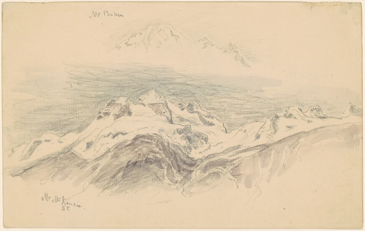 Mt. Baker and Mt. McKensie [recto] by Samuel Colman, drawing, 1894