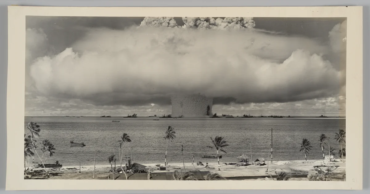 [Operation Crossroads: 21 Kiloton "Baker" Bomb Detonated Ninety Feet Underwater, Bikini Atoll Lagoon, South Pacific, July 25, 1946] by U.S. Army Photographic Signal Corps, photograph, 1946