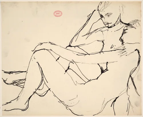 Untitled [two resting nudes] by Richard Diebenkorn, drawing, 1955-1967