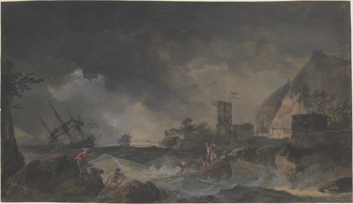 Storm by Joseph Vernet, drawing, 1730-1789