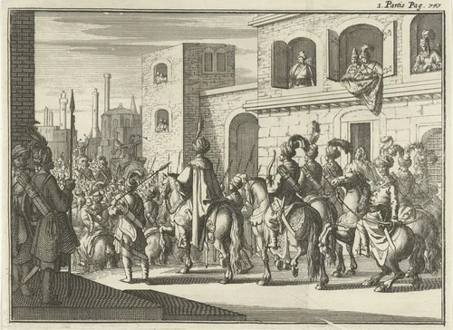 Plechtige intocht te Caïro by Jan Luyken, print, 1689