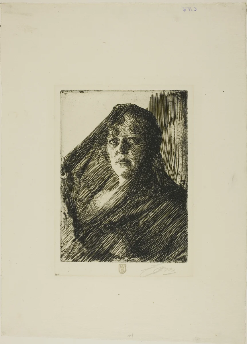Gerda Lundequist by Anders Zorn, print, 1909