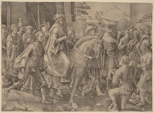 The Triumph of Mordecai by Lucas van Leyden, print, 1515