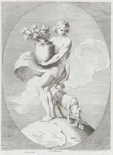 Smell, from "The Five Senses" by Anne Claude Philippe de Tubières, print, 1730-1765