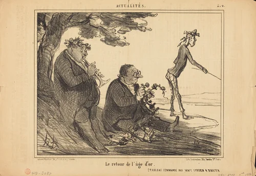 Le Retour de l'age d'or by Honoré Daumier, print, 1856