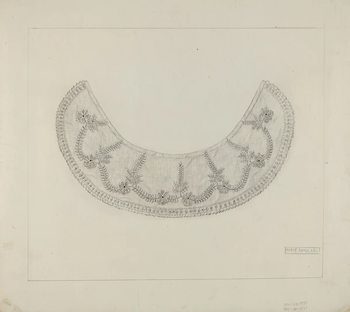 Collar by Marie Famularo, index of american design, 1937