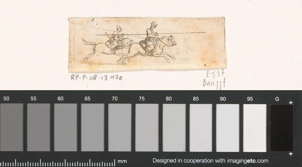 Twee galopperend kozakken met lansen by Daniel Nikolaus Chodowiecki, print, 1769
