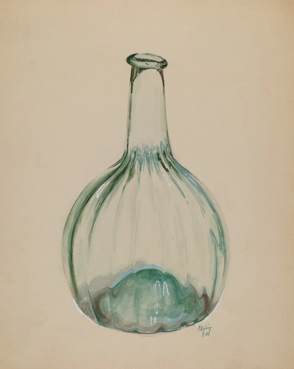Blown Bottle by Ralph Atkinson, index of american design, 1937