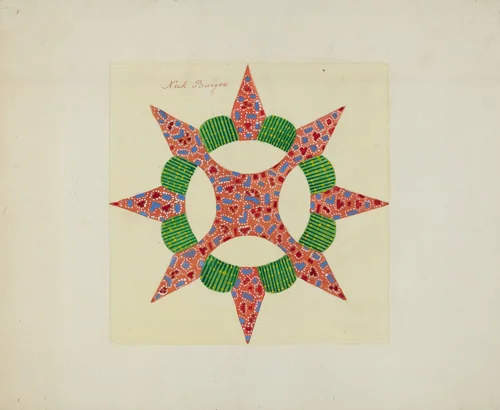 Pieced Autograph Quilt (1 Piece) by Cornelius Christoffels; Margaret Linsley, index of american design, 1936