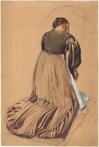 Kneeling Woman from Behind by Konrad Böse, drawing, 1909