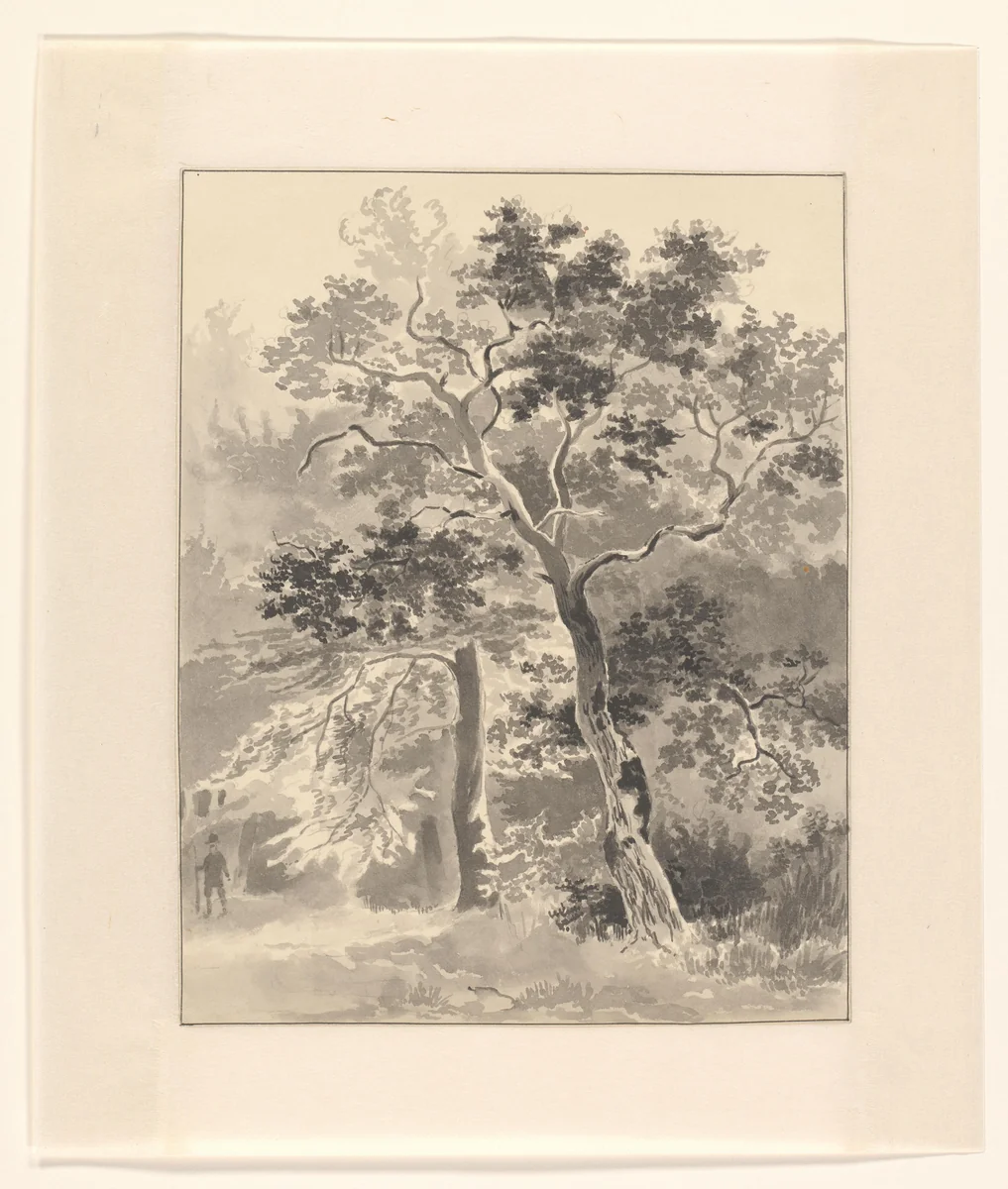 Jager in een bos by Johannes van Reijn, drawing, 1800-1900