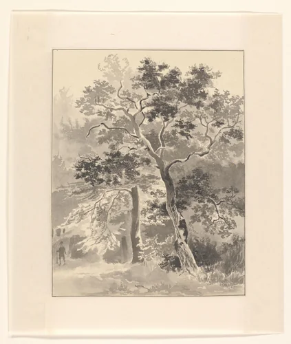 Jager in een bos by Johannes van Reijn, drawing, 1800-1900