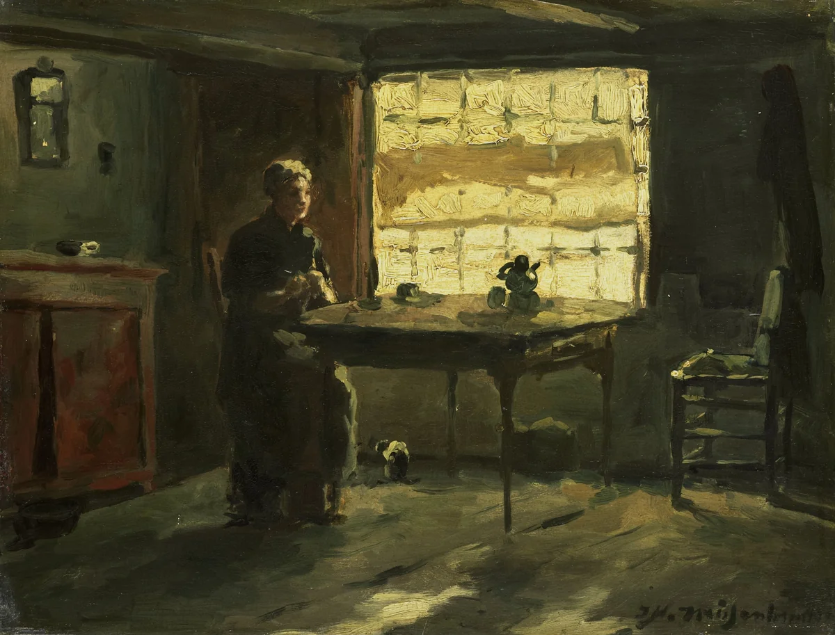 Boereninterieur by Johan Hendrik Weissenbruch, painting, 1870-1903
