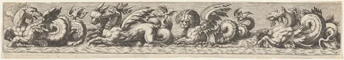 Frieze with Sea Monsters by Johann Theodor de Bry, print, 1580-1600