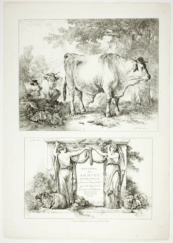 Plate One of 38 from Oeuvres de J. B. Huet by Jean Baptiste Huet, print, 1796-1799