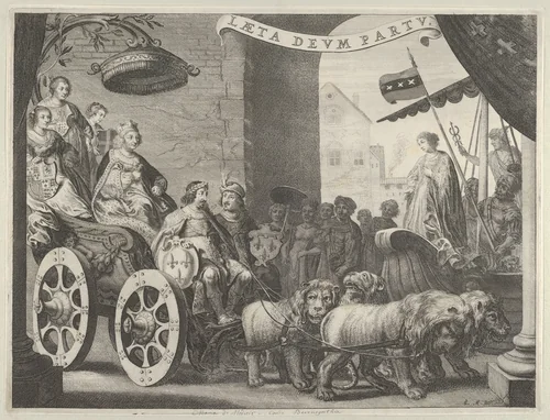 Plate 5a: Marie de Medici as Berecynthia, from Caspar Barlaeus, "Medicea Hospes" by Pieter Nolpe, print, 1638