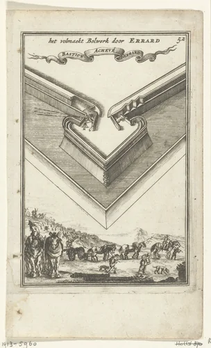 Illustratie voor 'Den Arbeid van Mars' van Allain Manesson Mallet by Romeyn de Hooghe, print, 1672