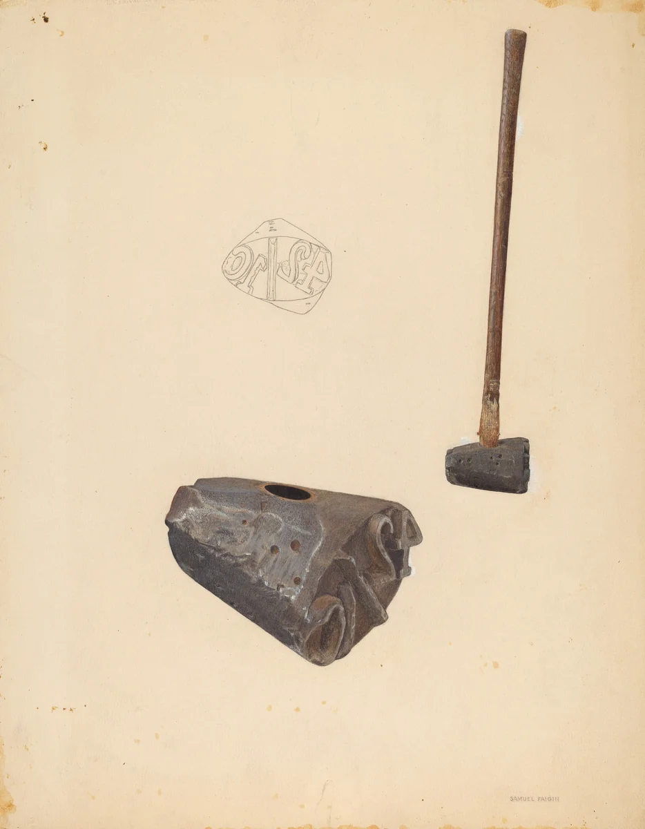 Log Marker by Samuel Faigin, index of american design, 1935-1942