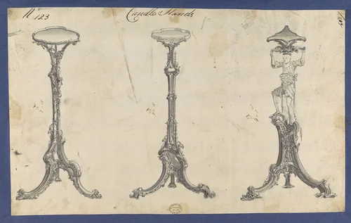 Candle Stands, in Chippendale Drawings, Vol. I by Thomas Chippendale, drawing, 1753