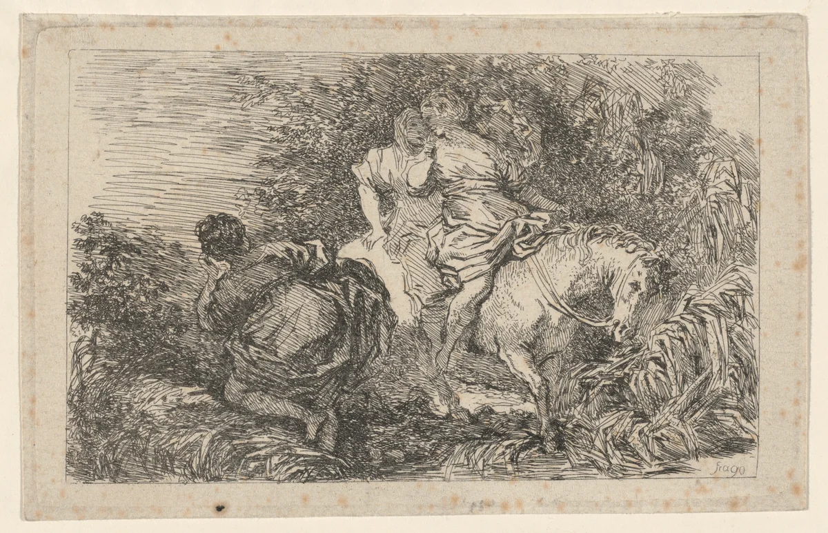 The Flight of Cloelia by Jean Honoré Fragonard, print, 1763-1764