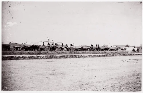 Pontoon Bridge Train, James River by Andrew Joseph Russell, photograph, 1864