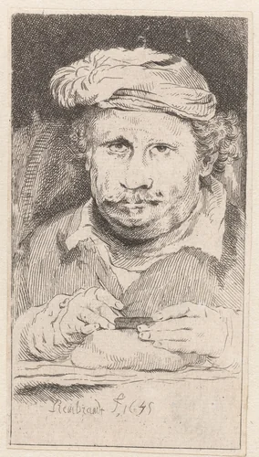 Self-portrait, drawing on an etching-plate by Pierre François Basan, print, 1733-1797